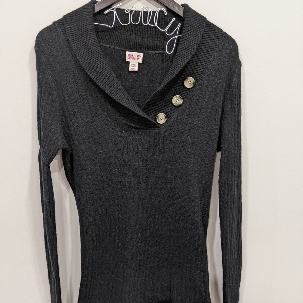 Mossimo grey ribbed vneck sweatshirt with buttons